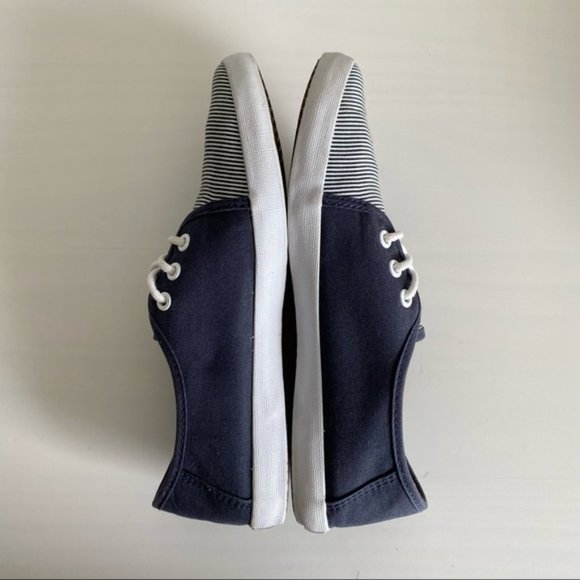 Vans, Dark Blue/White Skinny Stripes Tazie Lace Up Canvas Sneakers, Size 6.5 - Picture 7 of 9